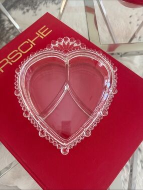 Vintage Pressed Glass Heart Dish with Lid